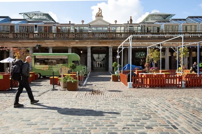 Covent Garden market piazza, around the corner from the office