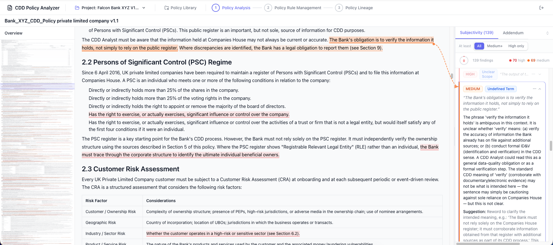 Policy Advisor audits policy documents